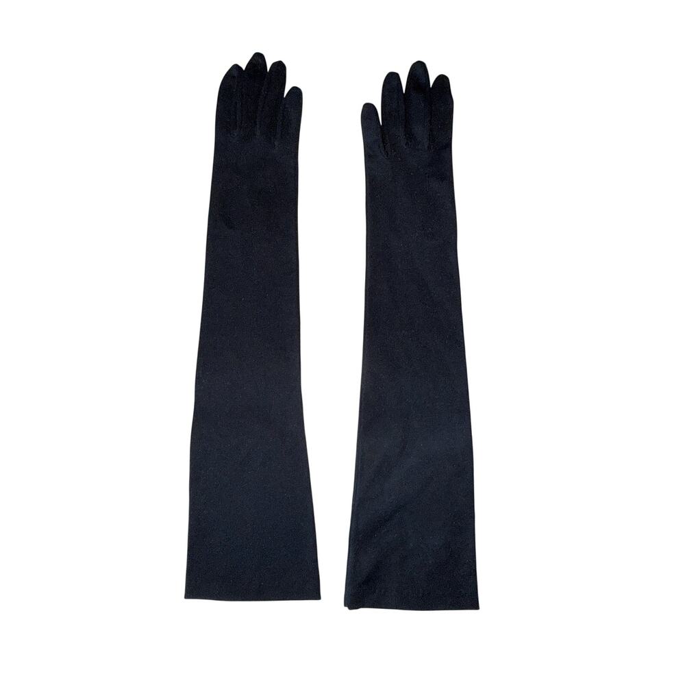 Vintage black elbow length opera gloves dress up costume formal black tie small